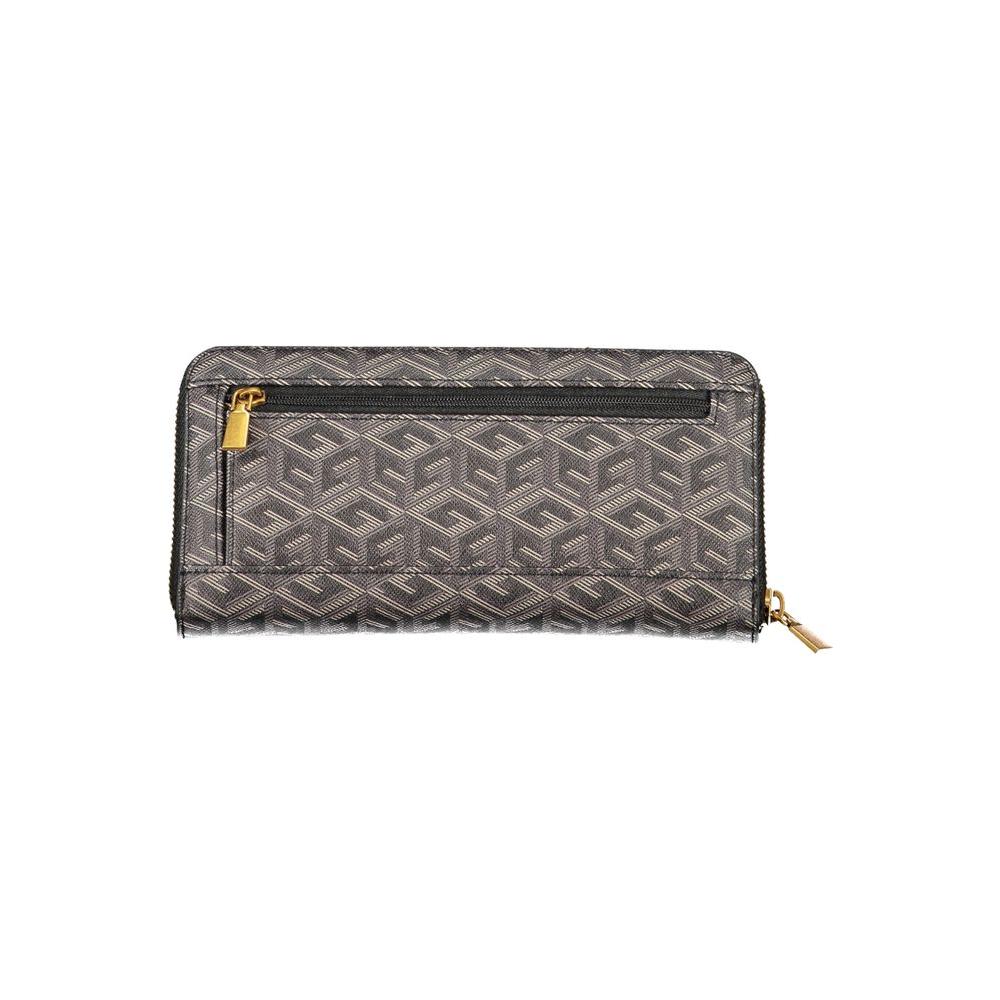 Guess Jeans Elegant Black Polyethylene Wallet with Multiple Compartments Guess Jeans Dim Gray