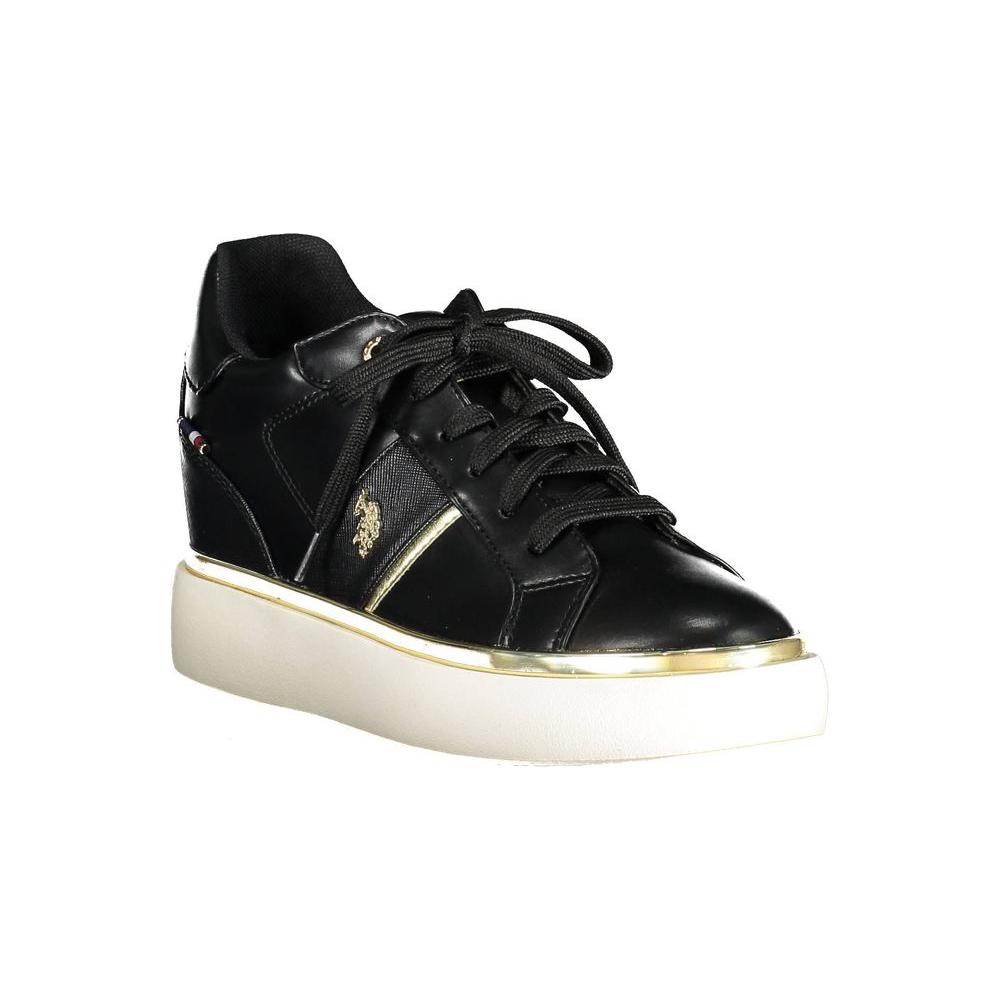 U.S. POLO ASSN. Black Polyester Women's Sneaker with logo, featuring sporty chic design and durable materials for lasting comfort.