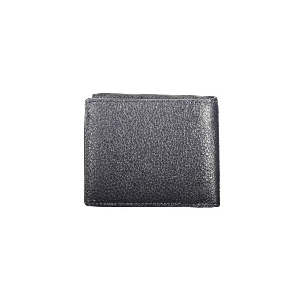 Tommy Hilfiger blue leather men's wallet, featuring dual card slots and embossed logo for a blend of elegance and functionality.