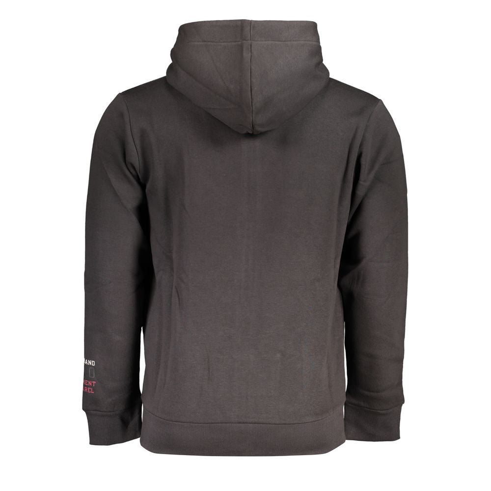 Back view of U.S. Grand Polo Gray Cotton Men Sweater with hood, showing sleek design and premium fabric.