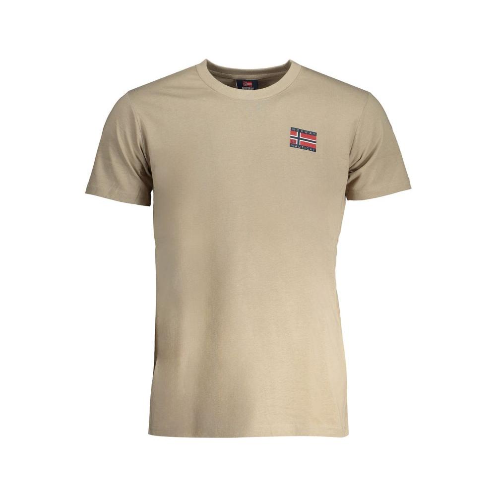 Norway 1963 beige cotton t-shirt with short sleeves, crew neck, and logo print.