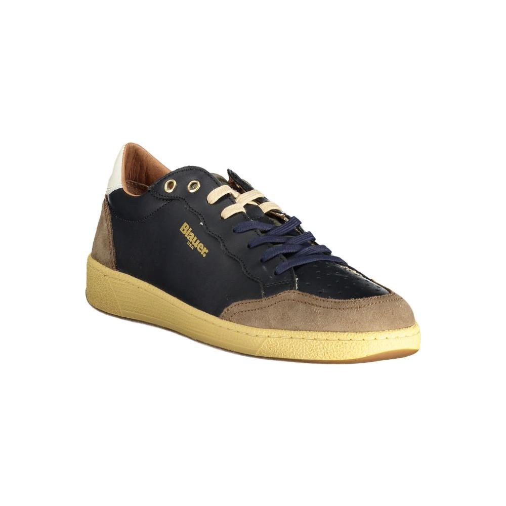 Blauer brown polyester sneaker with laces, contrasting details, and logo print. Sports shoe ideal for casual or athletic use.