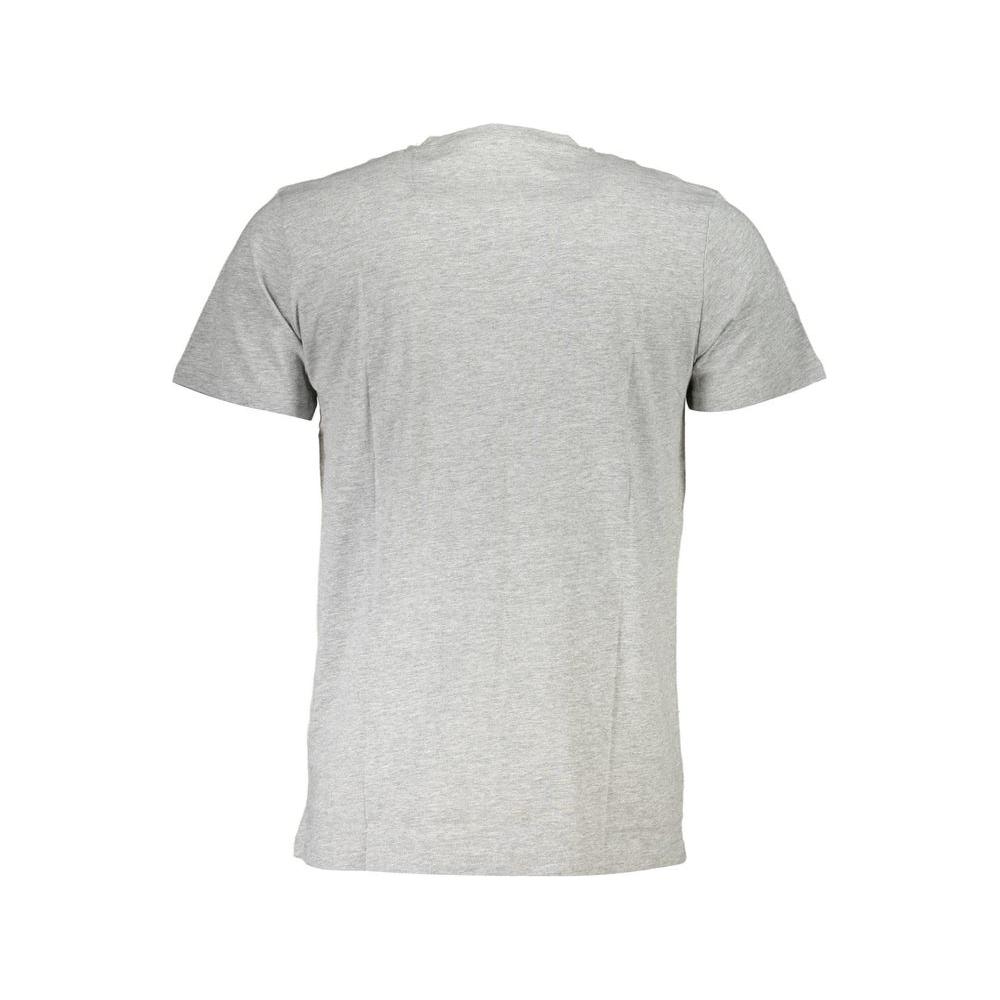 Back view of Cavalli Class Gray Cotton Men's T-Shirt with short sleeves and round neck.