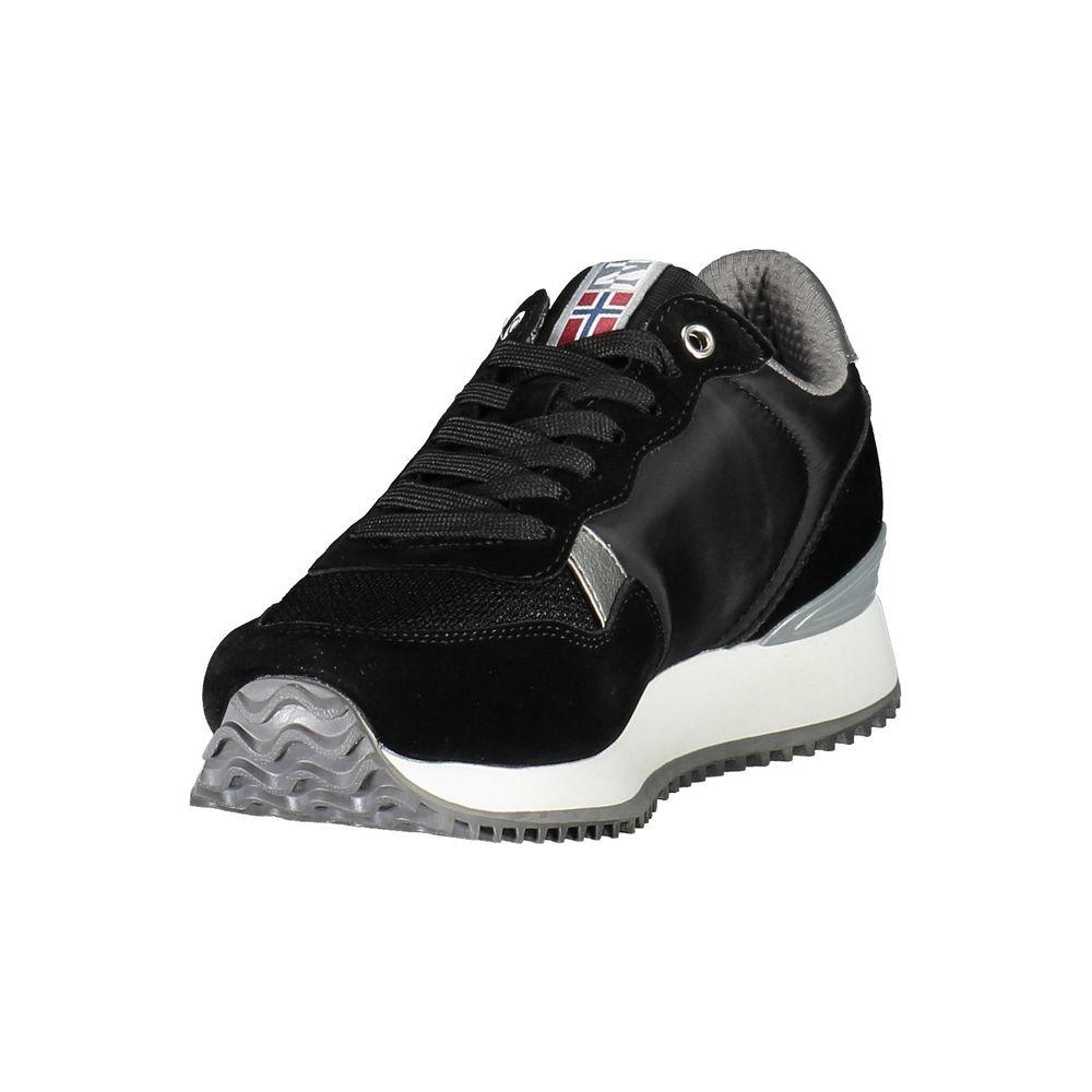 Napapijri black polyester women's sneaker with contrasting details and logo, featuring durable construction and interchangeable laces.