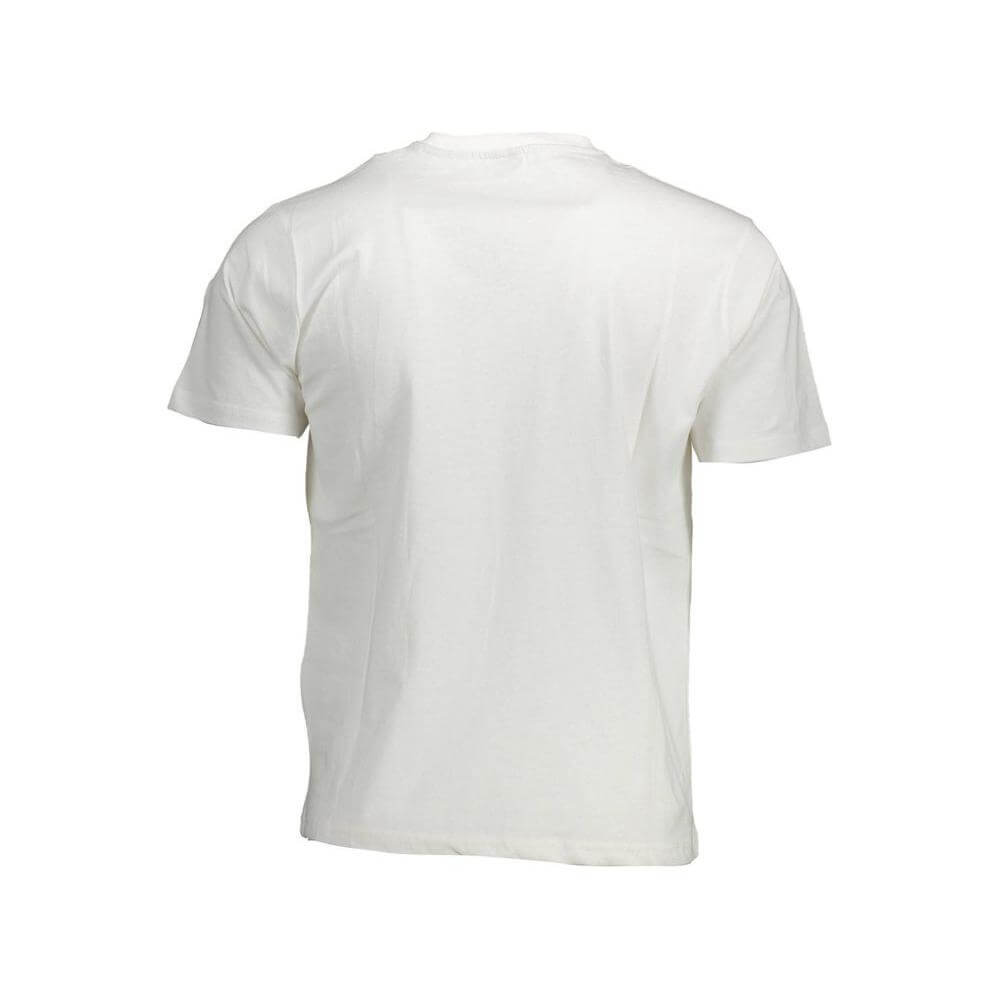 Back view of North Sails white cotton men's t-shirt showcasing its casual and comfortable design for trendsetters.