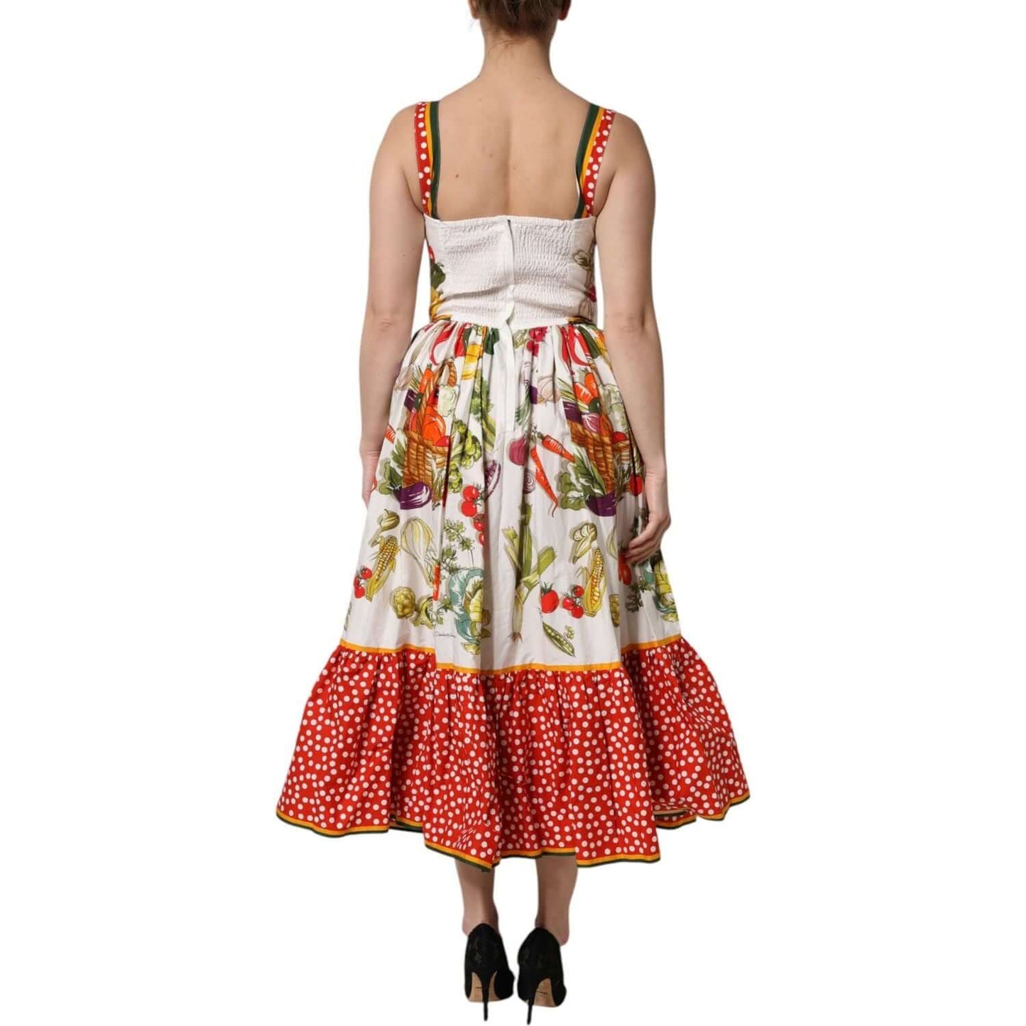 Dolce & GabbanaDolce & Gabbana White Vegetables Sleeveless A-line Dress1728,67345645728,Dolce & Gabbana,Dresses - Women - Clothing,IT36|XXS,IT38 | XS,IT40|S,IT42|M,IT46|XL,IT50|3XL,Material: 100% Cotton,New with tags,White,Women