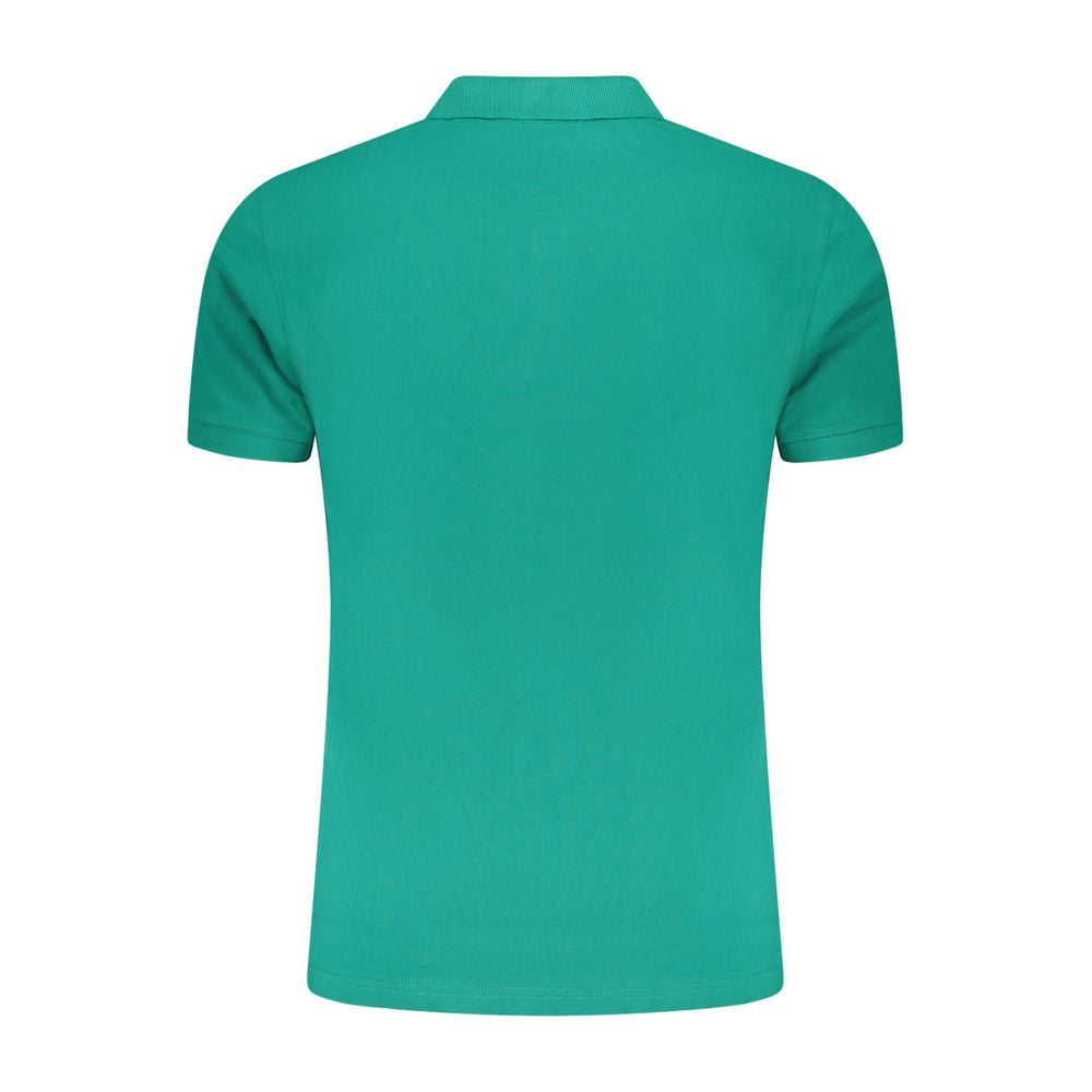 Cavalli Class green cotton men’s polo shirt featuring short sleeves and classic design, perfect for casual sophistication.