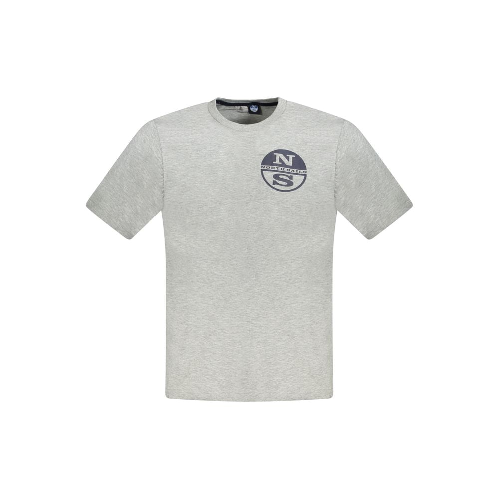 North Sails gray cotton men's T-shirt with logo, crew neck, and short sleeves, perfect for casual fashion-forward style.
