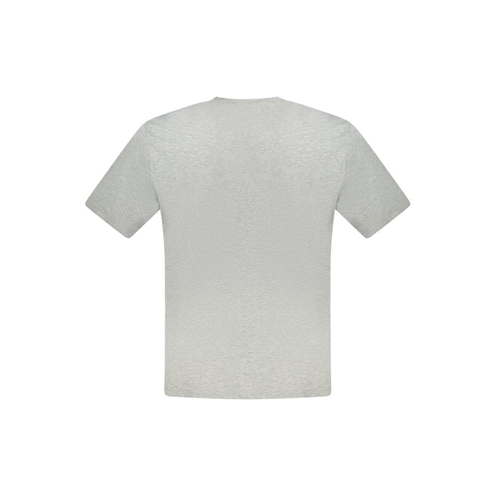 Back view of North Sails gray cotton men's T-shirt with short sleeves and crew neck, featuring classic casual design.