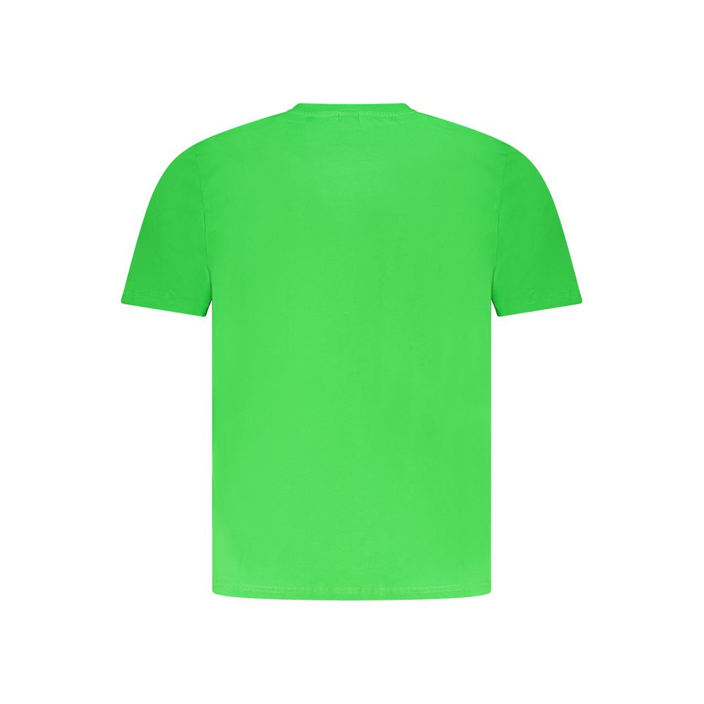 Back view of North Sails green cotton men's T-shirt, short sleeves, crew neck, featuring iconic print and logo, made in EG.
