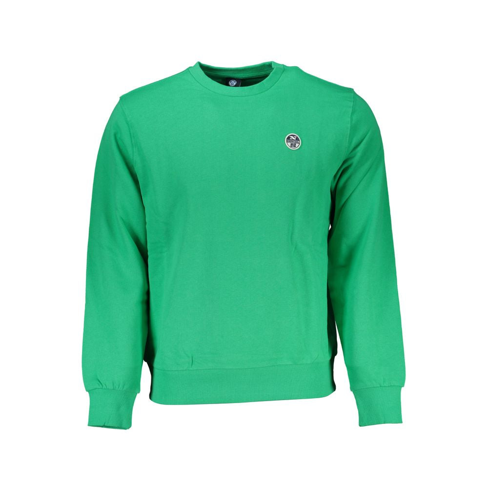 North Sails green cotton sweater with long sleeves, brushed crew neck, and logo detail.