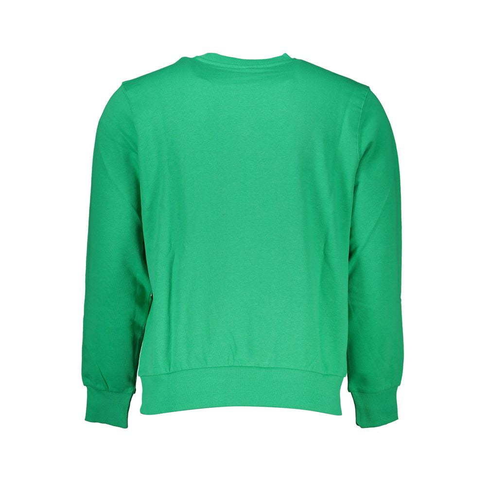 Back view of North Sails green cotton sweater with long sleeves and crew neck.