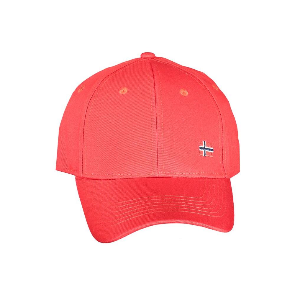 Norway 1963 red cotton cap with visor, adjustable strap, and embroidered logo