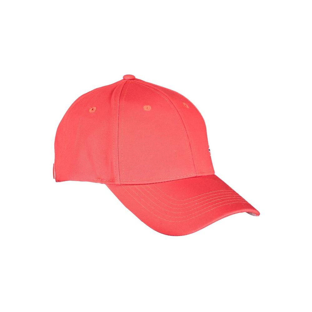 Norway 1963 red cotton hat with visor, adjustable strap, embroidery, and logo