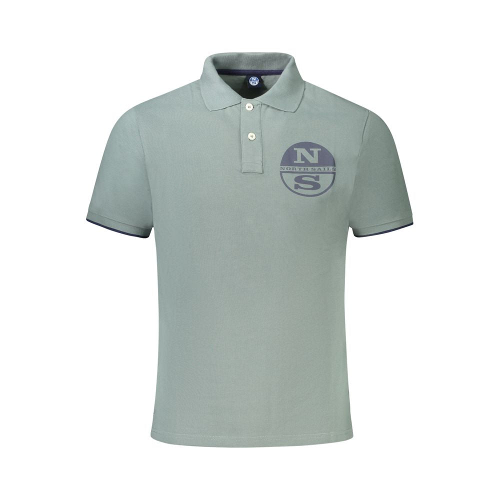 North Sails green cotton men's polo shirt with two-button design and logo, showcasing effortless style and comfort.