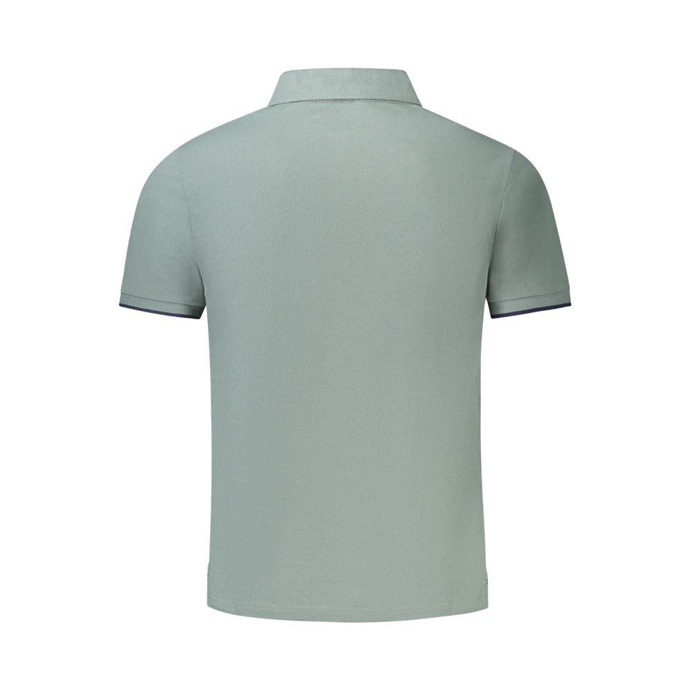 Back view of North Sails Green Cotton Men's Polo Shirt with short sleeves and contrasting details.
