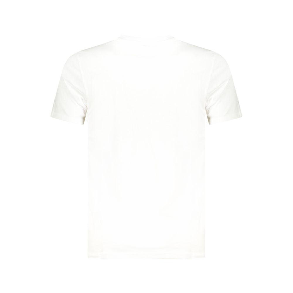 Back view of Cavalli Class white cotton men's t-shirt with short sleeves and crew neck, showcasing its sleek design and premium fabric.