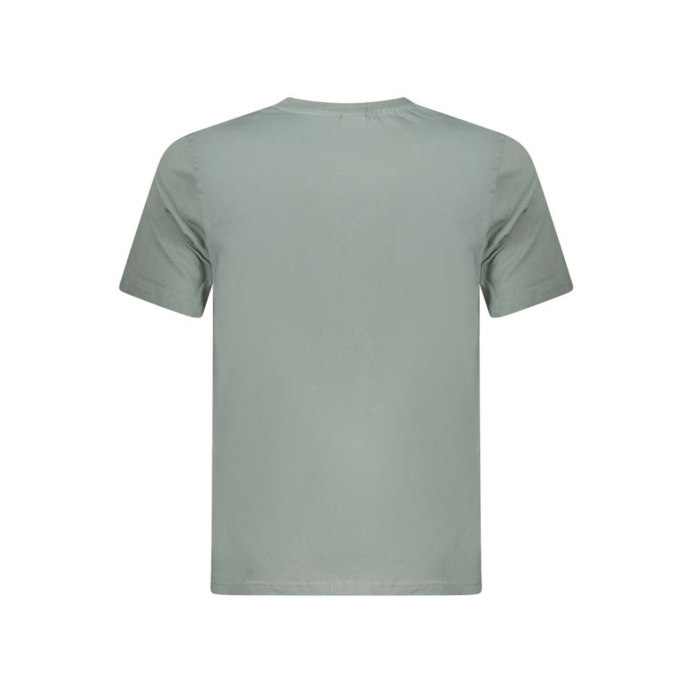 Back view of North Sails green cotton men’s t-shirt showcasing short sleeves and breathable fabric.