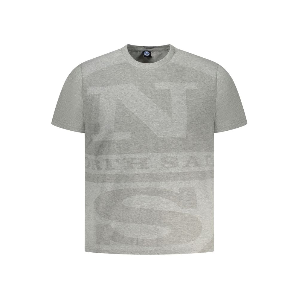 North Sails gray cotton men's T-shirt with bold logo, short sleeves, high-quality fabric, perfect for casual style and comfort.