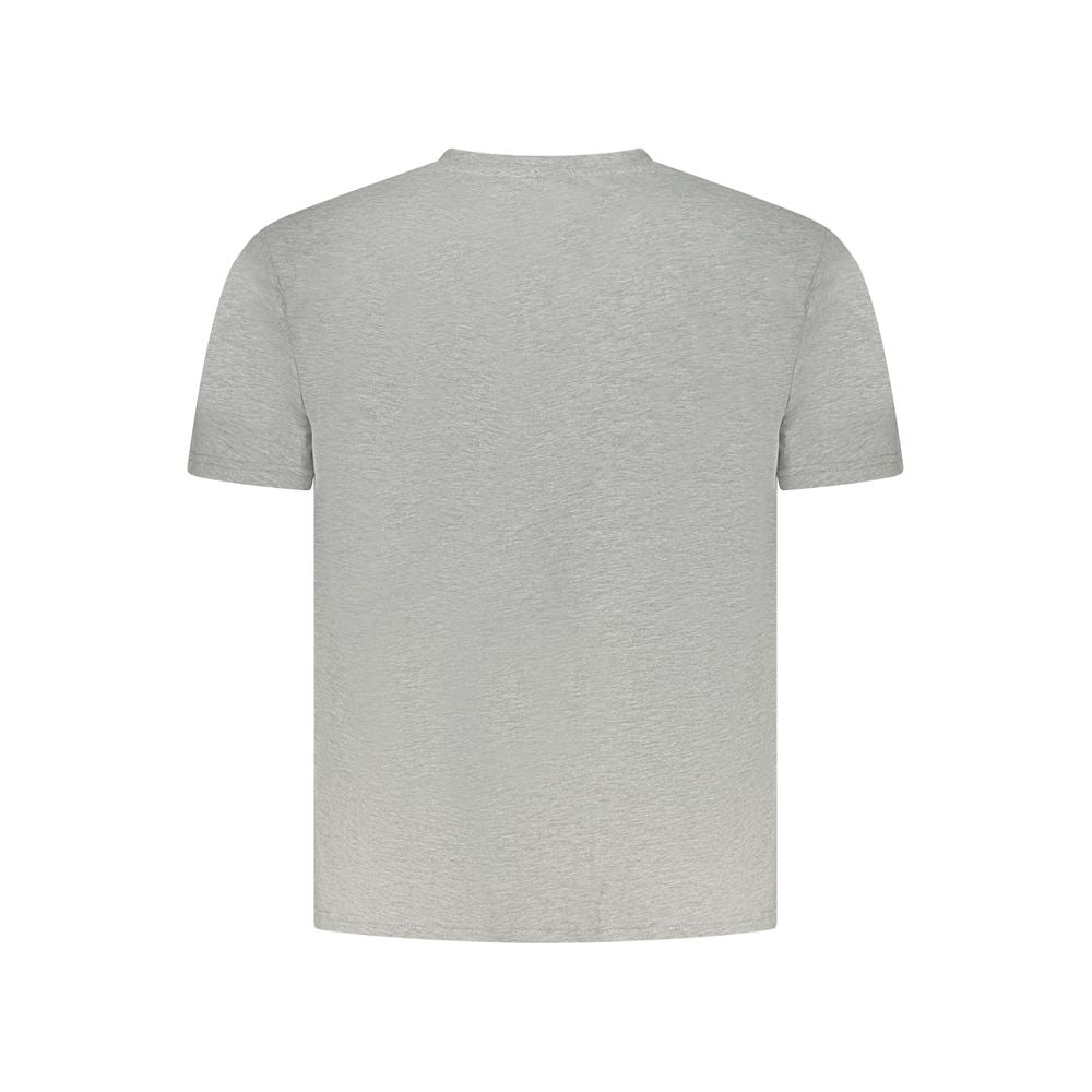 Back view of North Sails gray cotton men's t-shirt with logo. Stylish, comfortable short sleeve for casual wear, street or sailing.