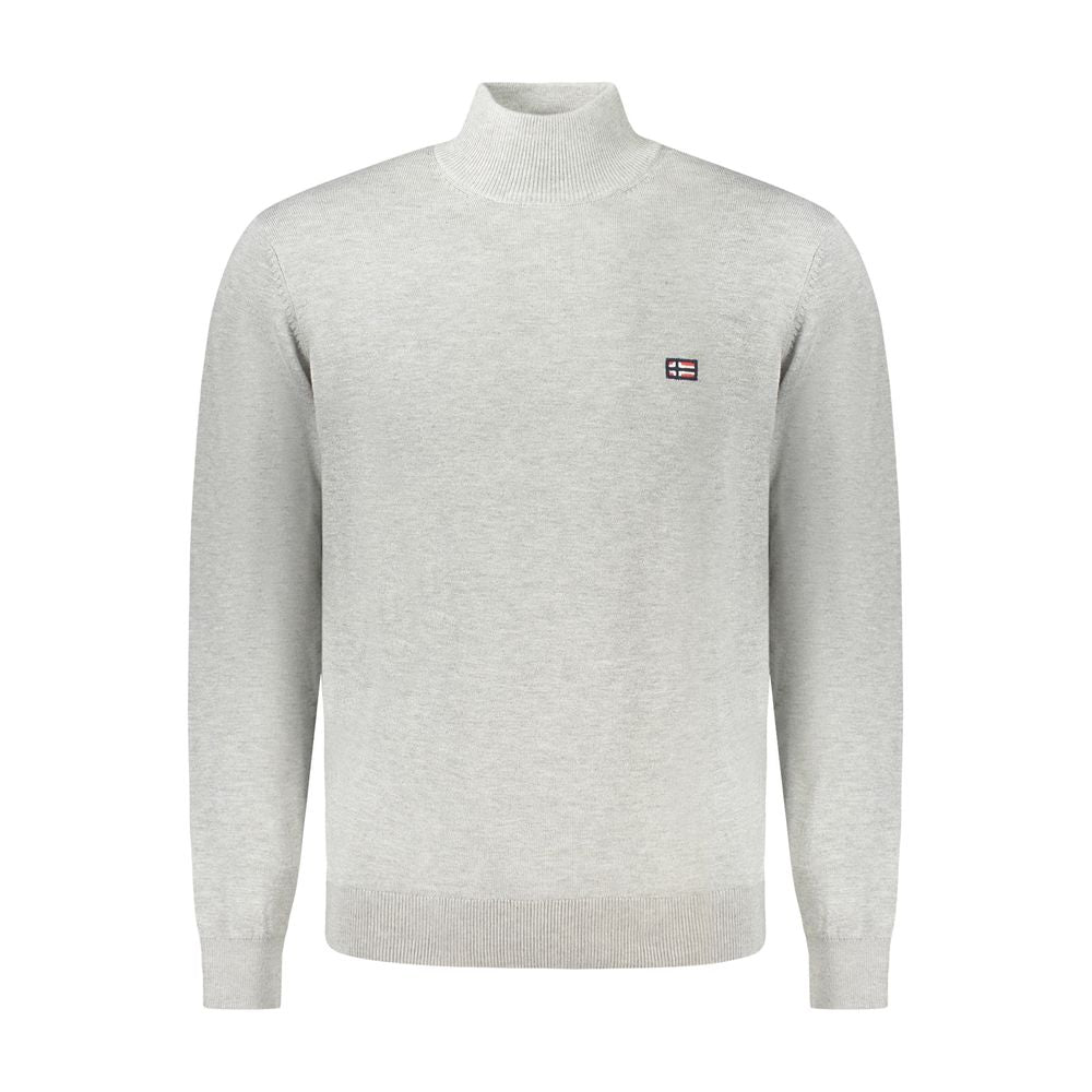 Norway 1963 gray acrylic men's sweater with high neck and logo embroidery, perfect for stylish day-to-night transitions.