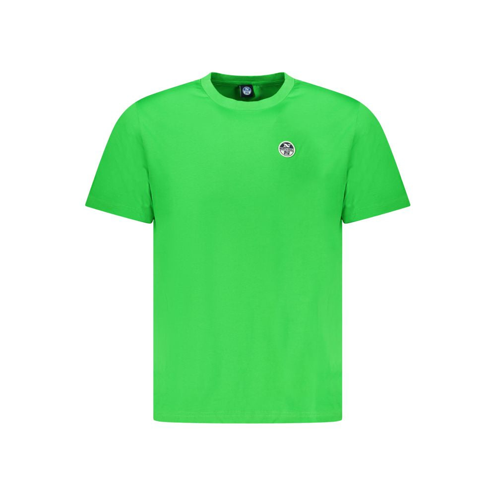 North Sails green cotton men's t-shirt with iconic logo, short sleeves, and crew-neck; bold style and comfort for fashion-forward individuals.