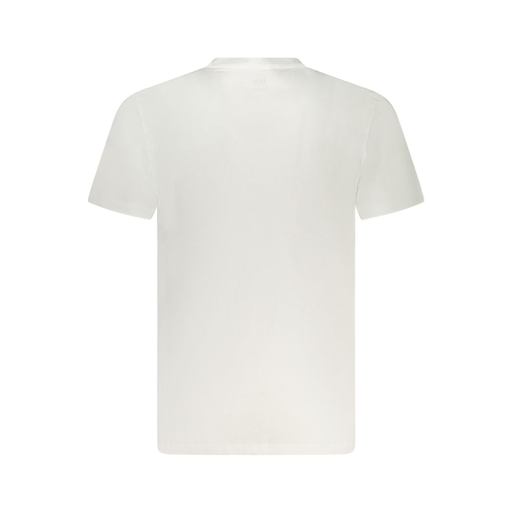 Back view of a Lee white cotton men's T-shirt showcasing simplicity and comfort, made from 100% breathable cotton.