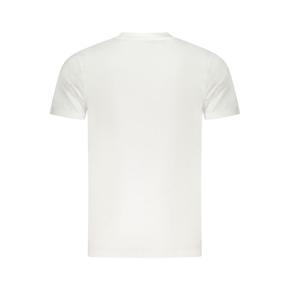Back view of Cavalli Class white cotton men's T-shirt, featuring a clean design with a comfortable fit, perfect for luxury fashion.