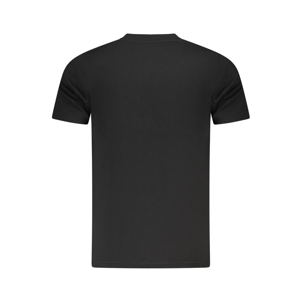 Back view of Cavalli Class black cotton men's T-shirt featuring bold style and premium comfort.