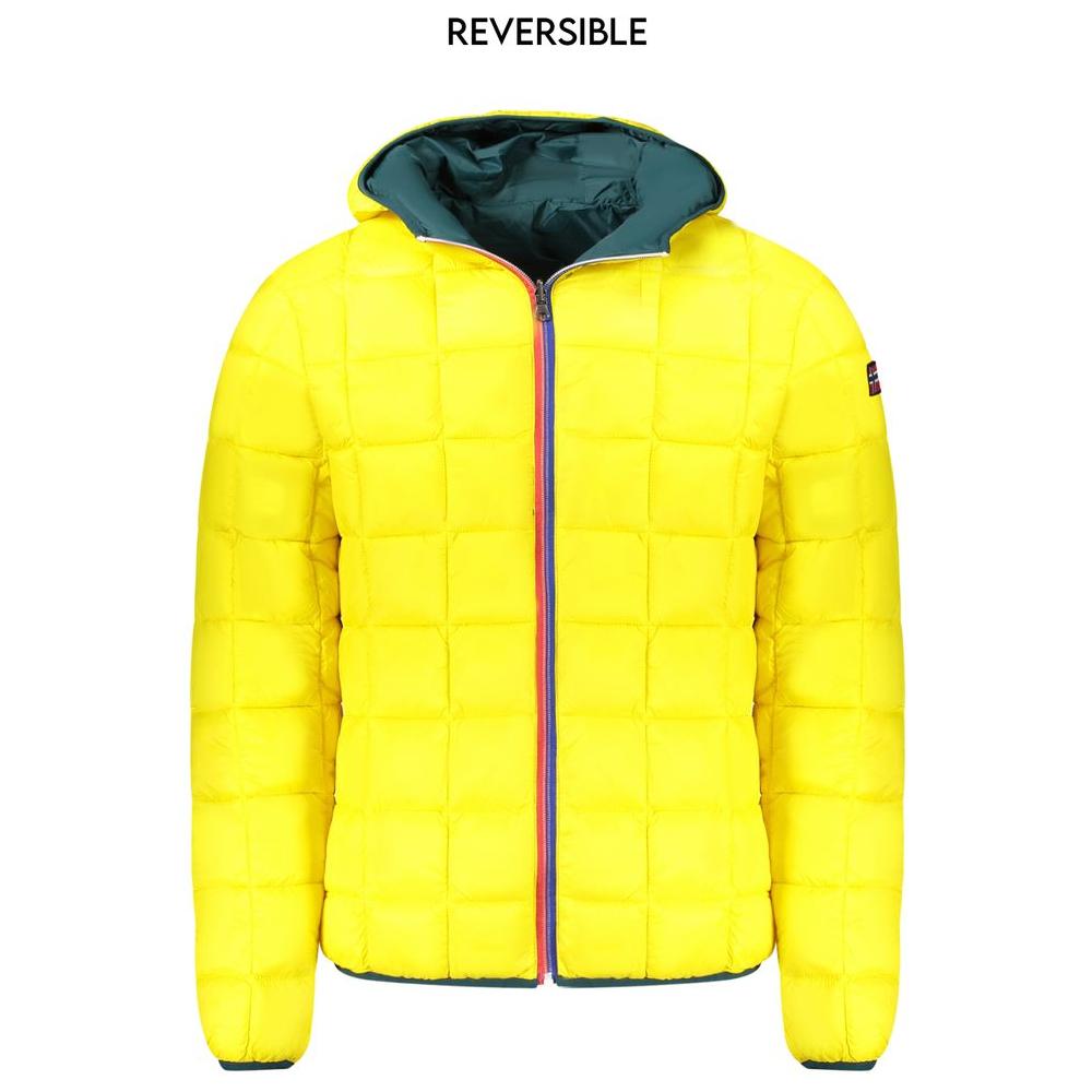 Norway 1963 green and yellow reversible polyamide men's jacket with urban style and signature logo.