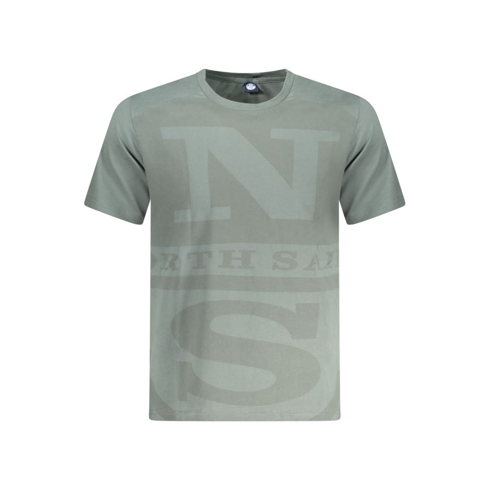 North Sails green cotton men's t-shirt with short sleeves and logo design, perfect for casual wear and timeless style.