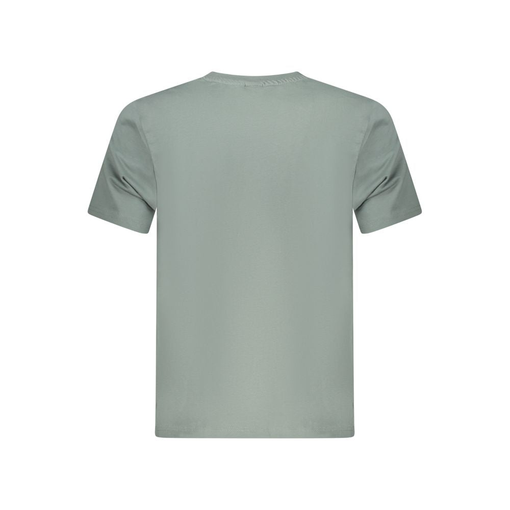 Back view of North Sails green cotton men's t-shirt, showcasing short-sleeved design and classic crewneck style.