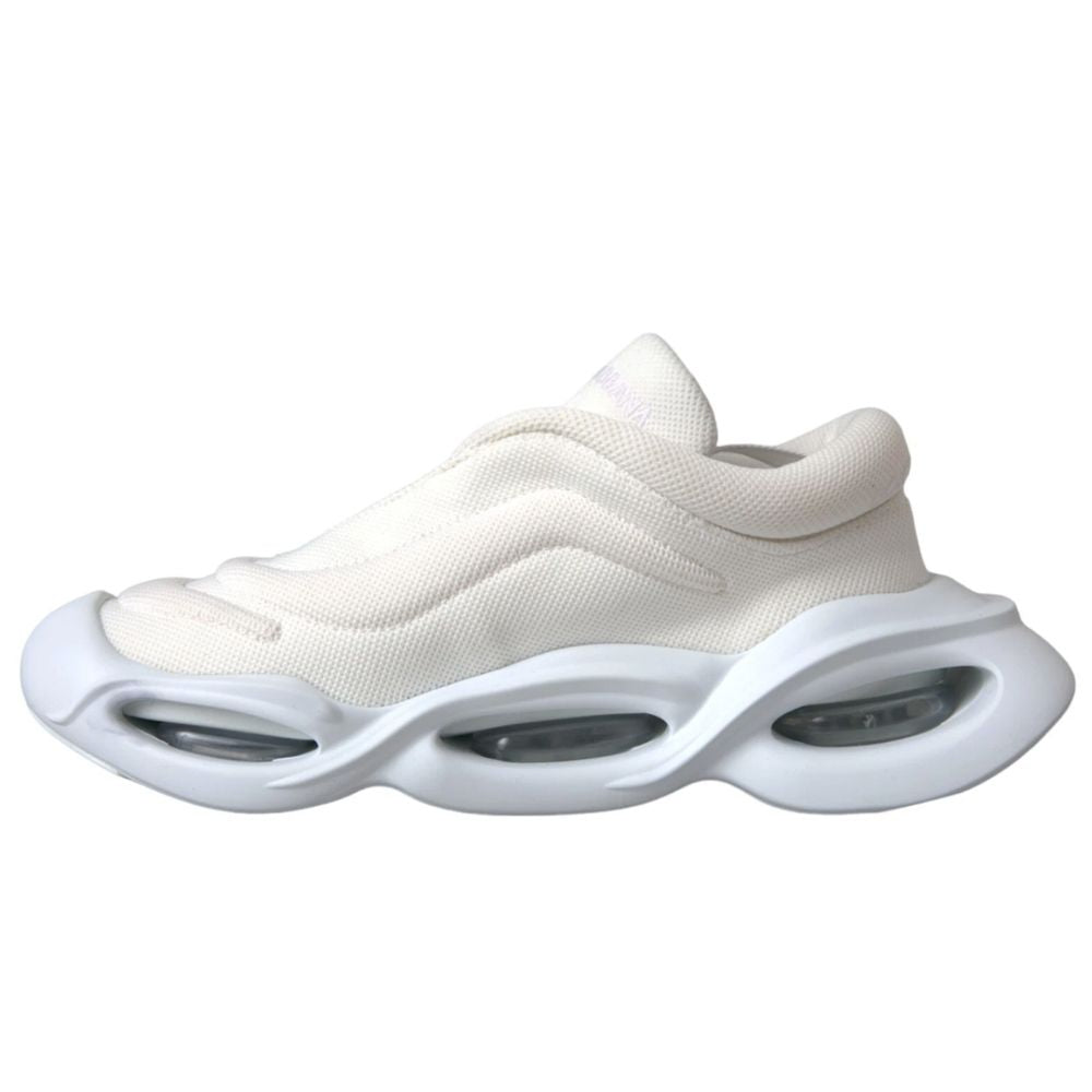 Dolce & Gabbana White Padded Fabric Wave Low Top Sneakers Women's Shoes