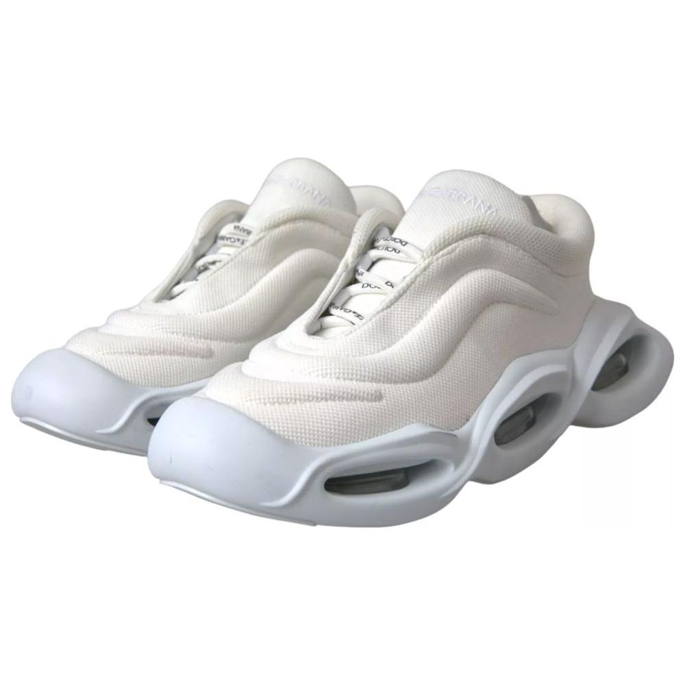 Dolce & Gabbana White Padded Fabric Wave Low Top Sneakers Women's Shoes