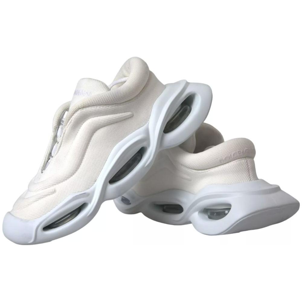 Dolce & Gabbana White Padded Fabric Wave Low Top Sneakers Women's Shoes