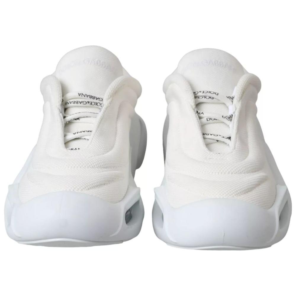 Dolce & Gabbana White Padded Fabric Wave Low Top Sneakers Women's Shoes