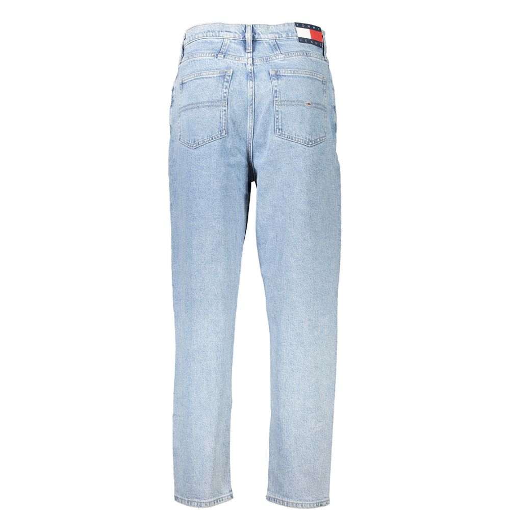 Back view of Tommy Hilfiger Blue Cotton Women Jeans with iconic logo and tapered fit.
