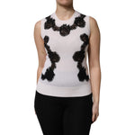 Dolce & Gabbana White Cashmere Floral Lace Detailing Tank Top THS90406-38
