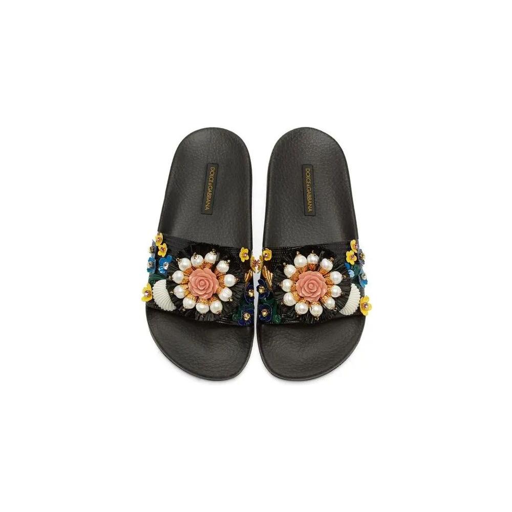 Dolce & Gabbana Black Cotton Sandal