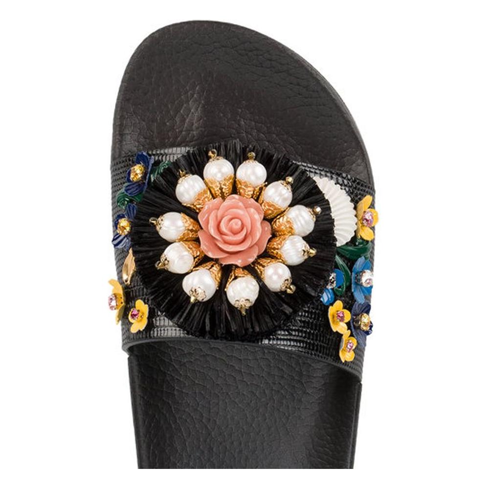 Dolce & Gabbana Black Cotton Sandal