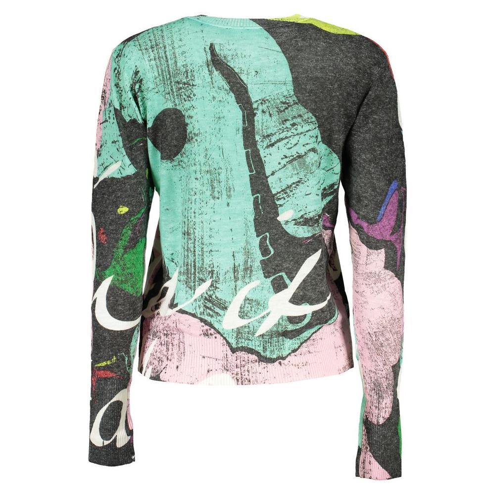 Desigual Elegant Contrast Crew Neck Sweater