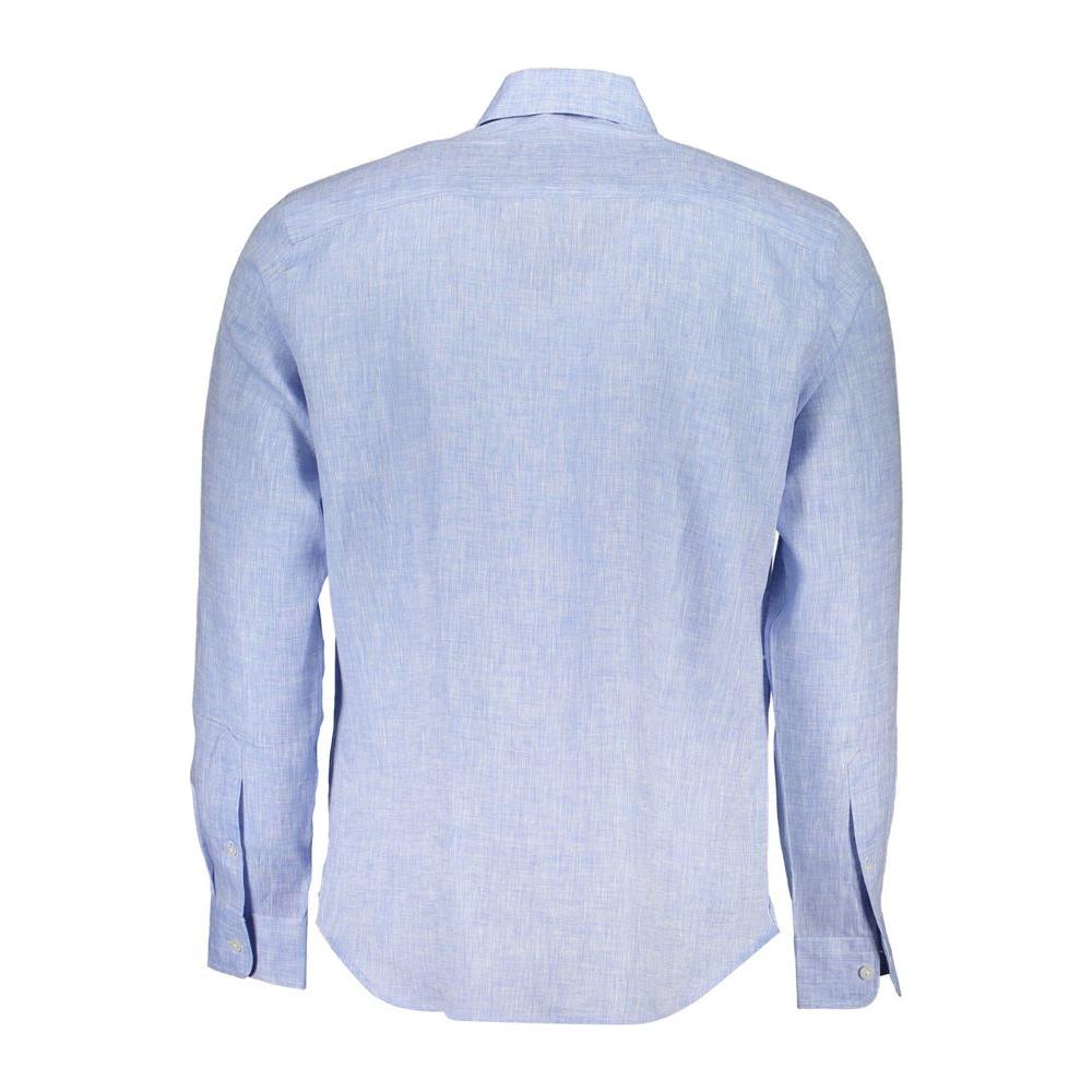 North Sails Light Blue Linen Men Shirt