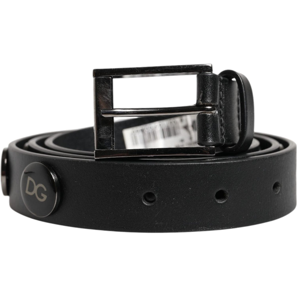 Dolce & Gabbana Black Luxury Leather DG Studs Buckle Belt