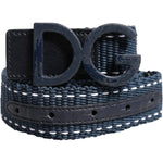 Dolce & Gabbana Blue Cotton Leather DG Logo Metal Buckle Belt