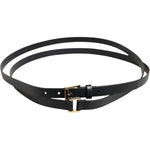 Dolce & Gabbana Black Double Strap Leather Gold Buckle Belt