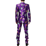 Dolce & Gabbana Purple Silk Animal Print 3 Piece Suit