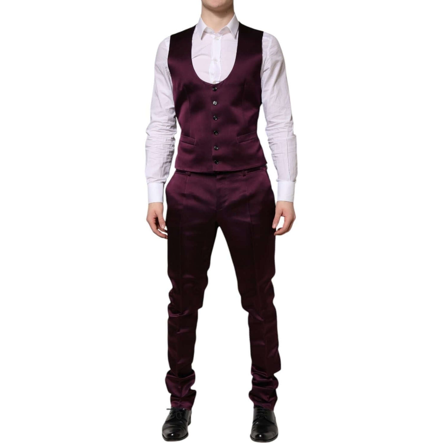 Dolce & Gabbana Dark Purple Silk 3Piece Single Breasted Suit