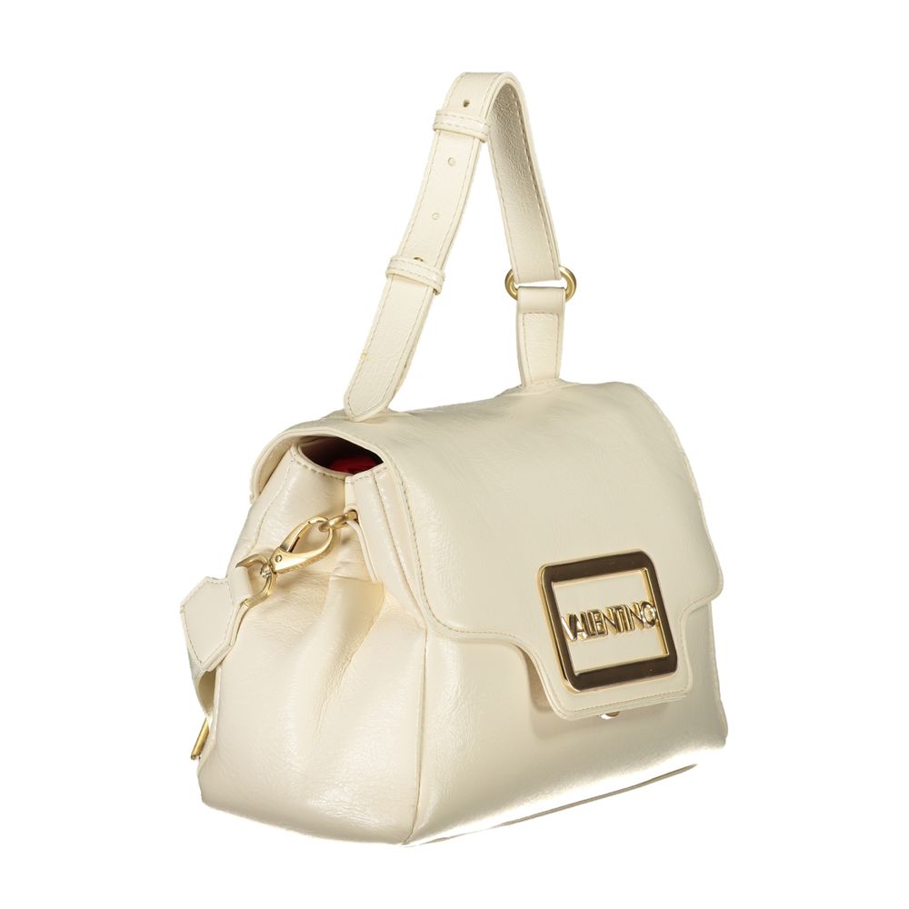 Mario Valentino Beige Polyethylene Women Handbag with logo and adjustable strap