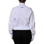 MSGM White Graphic Print Cotton Long Sleeves Full Zip Bomber Jacket TSH87622-40
