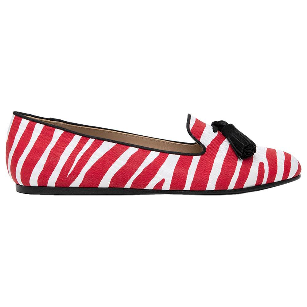 Charles Philip Red Cotton Flat Shoe